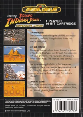 Instruments of Chaos Starring Young Indiana Jones (USA) (Beta) box cover back